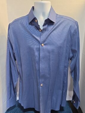 Kenneth Cole Blue Micro-Pattern Dress Shirt
